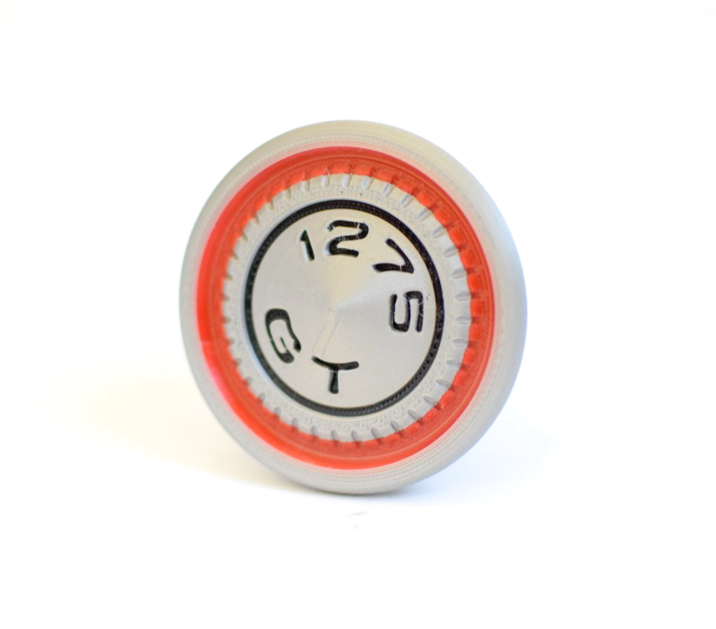 Classic Mini 1275GT red steering wheel centre badge – alternate view 3