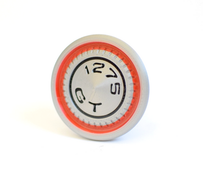 Classic Mini 1275GT red steering wheel centre badge – alternate view 3