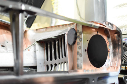 Classic Mini Clubman inner-wing fresh air opening with IPNG blanking plate installed
