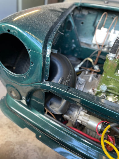 IPNG right-hand Mini fresh air scoop installation – front panel and engine bay